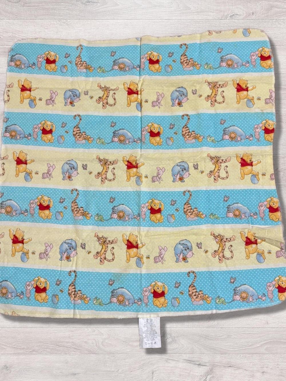Vintage Y2K Disney Winnie the Pooh Baby Receiving Blanket Tigger Eeyore Piglet